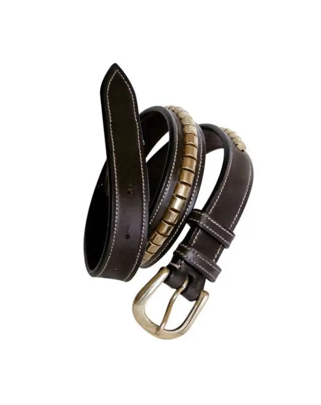 CINTURA IN CUOIO CON CLINCHER OTTONE RIFINITURE ECCELLENTI Nuova Collezione