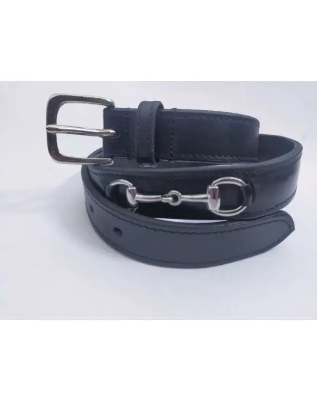 CINTURA IN CUOIO CON FILETTO ARGENTO Offerta Lampo
