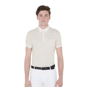 Compra Adesso POLO UOMO EQUESTRO ZIP CORTA BIANCA E BEIGE