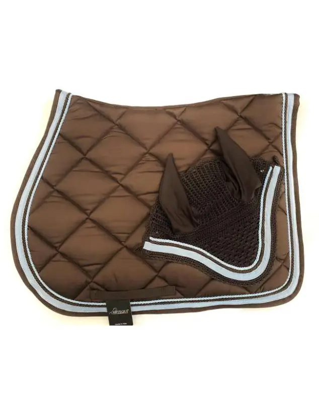 Nuova Collezione SOTTOSELLA E CUFFIETTA MARRONE BORDO CELESTE