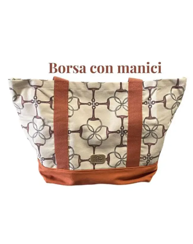 Acquista Ora BORSA IN STOFFA STAMPA TEMA EQUESTRE