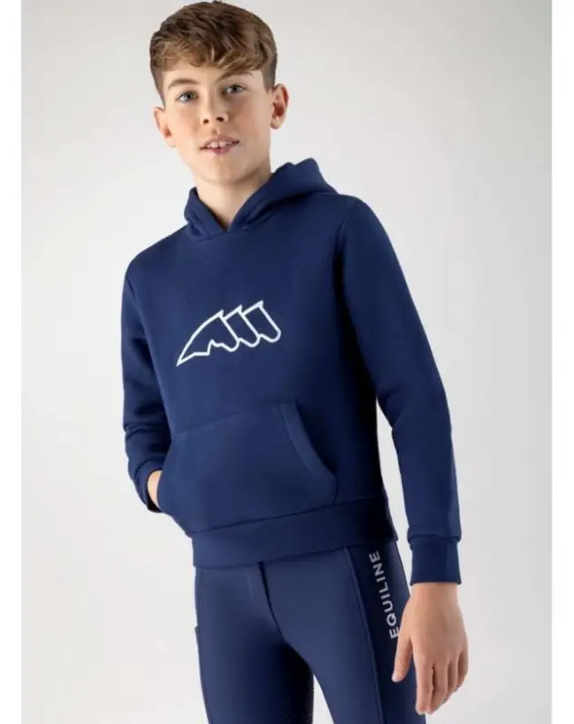 Vendita Finale FELPA EQUILINE NAVY PEONY JUNIOR CON CAPPUCCIO