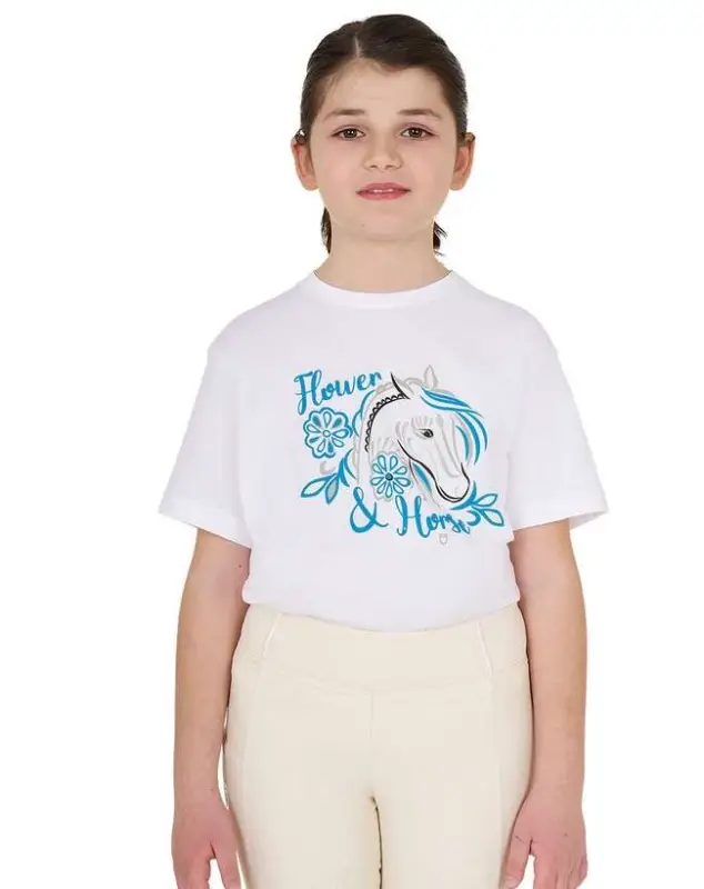 T-SHIRT EQUESTRO BAMBINA FLOWER HORSE Vendita Finale