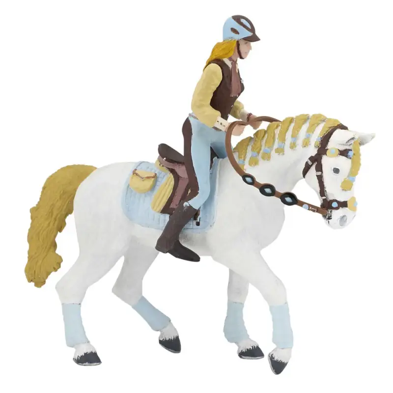 Figura Cavallo della cavallerizza adulta Fashion blu Papo Spedito Oggi