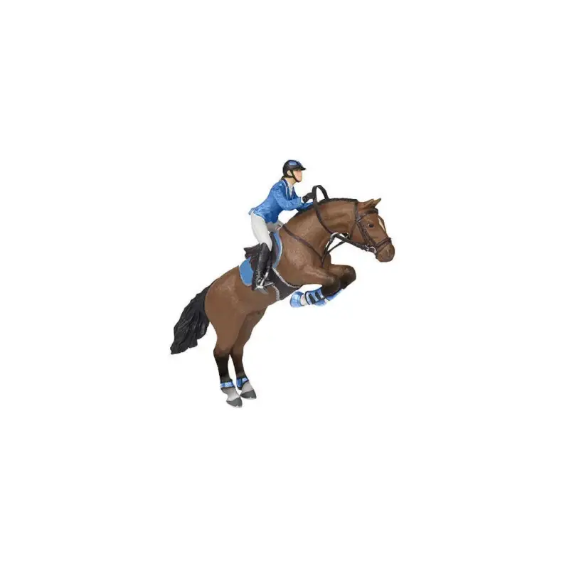 Compra Adesso Statuina Cavallo salto ostacoli & cavallerizza Papo