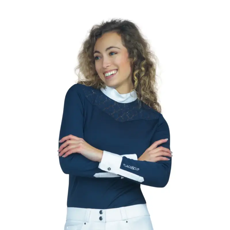 Non Perdere Polo Cassia da donna a maniche lunghe Flags & Cup