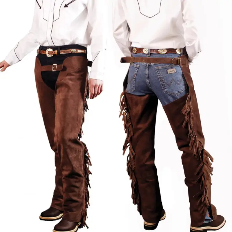 Chaps western Lakota in pelle scamosciata con frange Subito Disponibile
