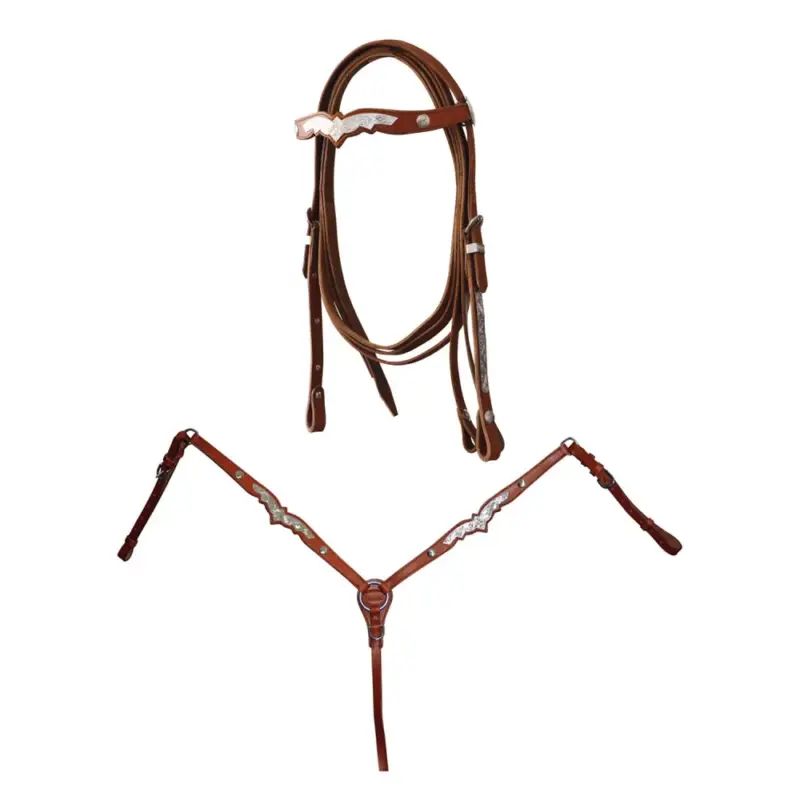 Briglia western Lakota con pettorale e redini con decorazioni in argento Ultime Pezzi