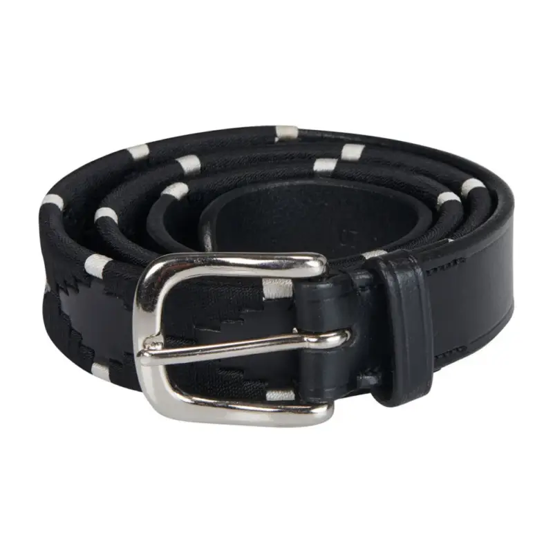 Cintura in pelle con ricamo nero e bianco Equestro Spedito Oggi