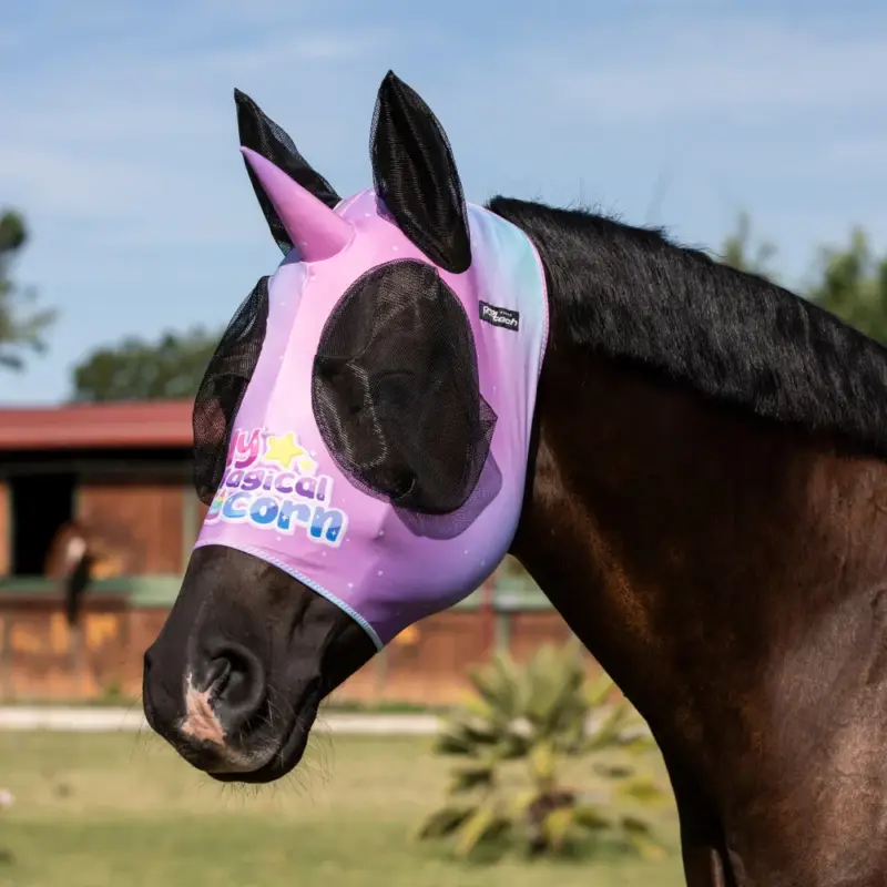 Maschera Anti-Mosche in Lycra con Copri-Orecchie e Motivo Unicorno Pro-Tech Spedito Oggi