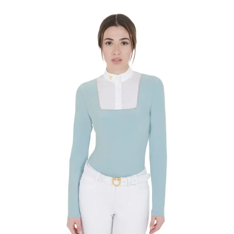 Polo da concorso Donna Maniche Lunghe con Bottoni Equestro Prezzo Scontato