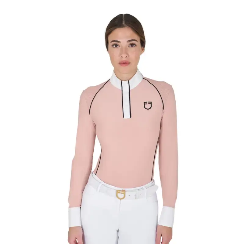 Polo da concorso Donna Maniche Lunghe con Inserti in Rete Equestro Saldi