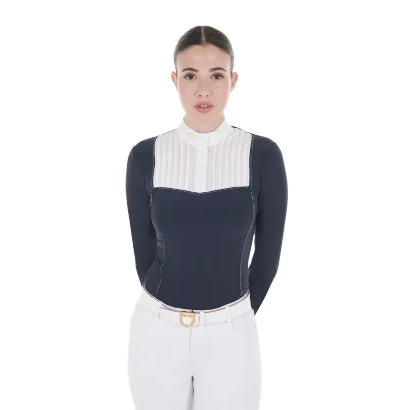 Polo da concorso Donna Maniche Lunghe con Strass Equestro Occasione Imperdibile