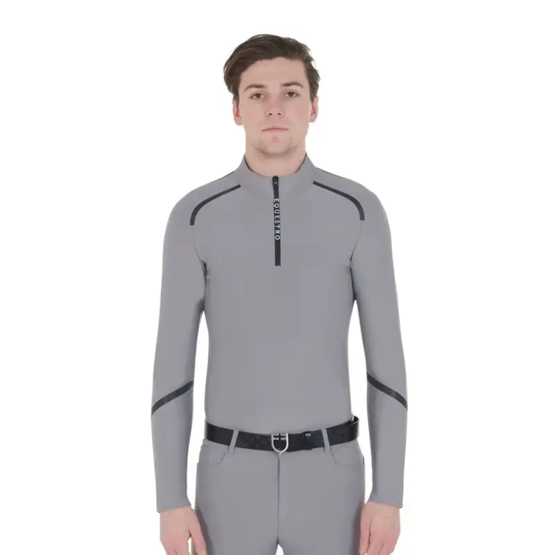 Offerta Speciale Polo da allenamento a maniche lunghe da uomo taglio aderente Equestro
