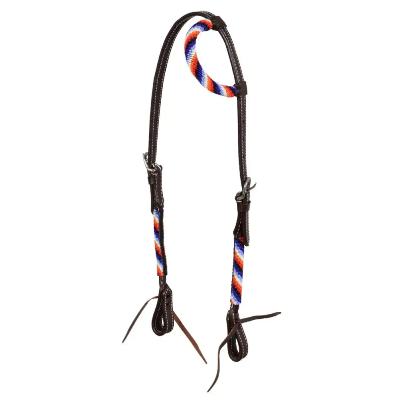 Ultime Pezzi Briglia western con un orecchio e ricamo con perline Pool's