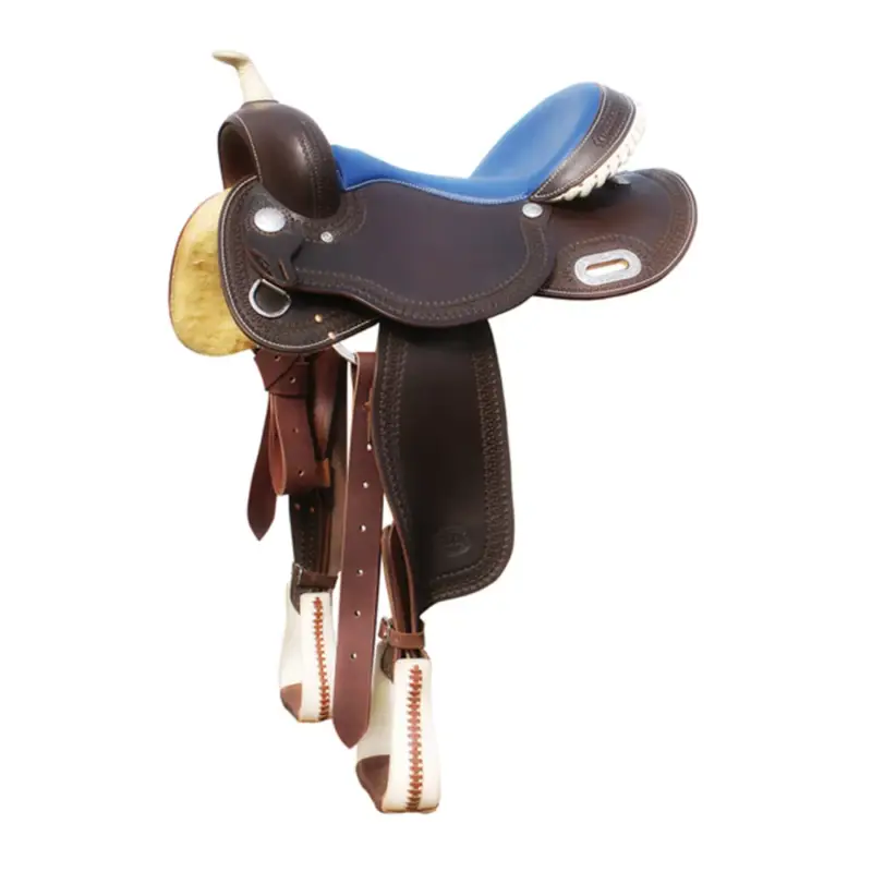 Saldi Sella Pool's 5020 con seduta in cuoio grezzo colore blu per barrel racing