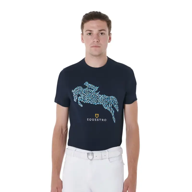 Esclusivo T-shirt in cotone da uomo Equestro taglio slim con stampa Jump
