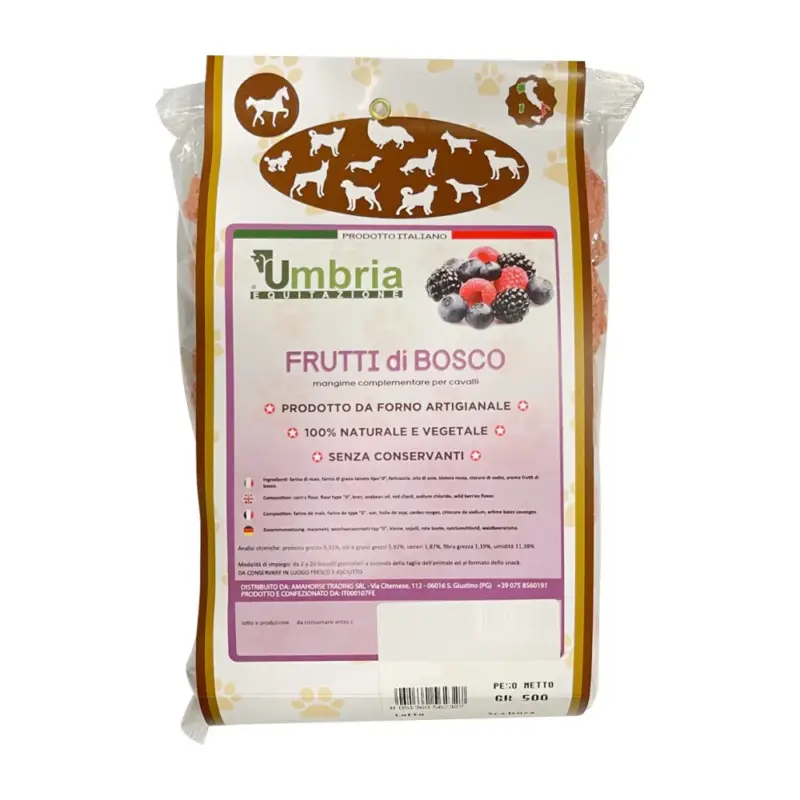 Leccornie per cavalli ai frutti di bosco 500 g Umbria Equitazione Di Tendenza