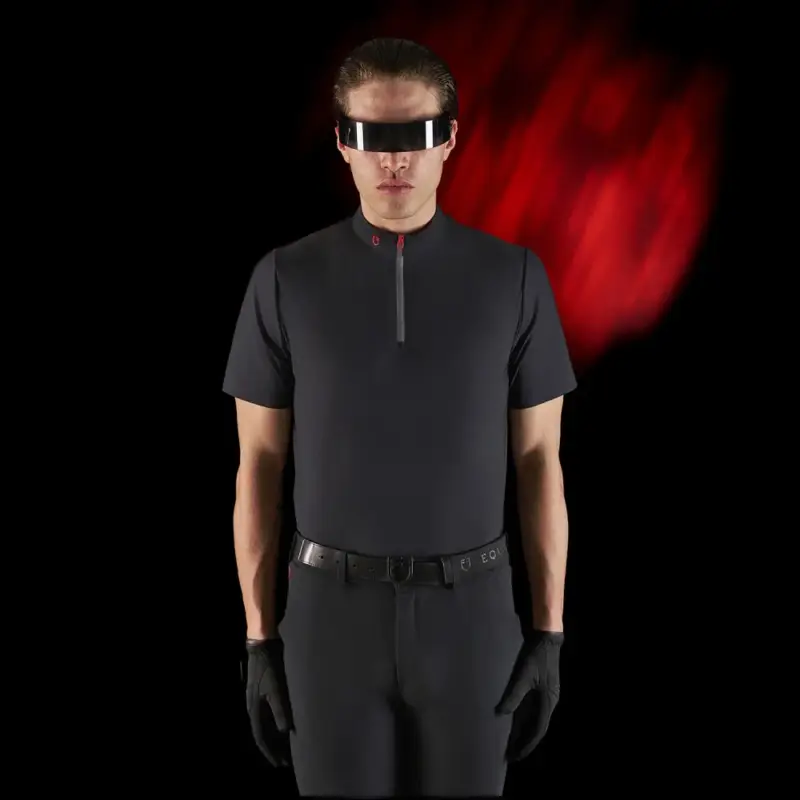 Polo da allenamento da uomo Equestro Ridertechnology a maniche corte con zip Prezzo Scontato