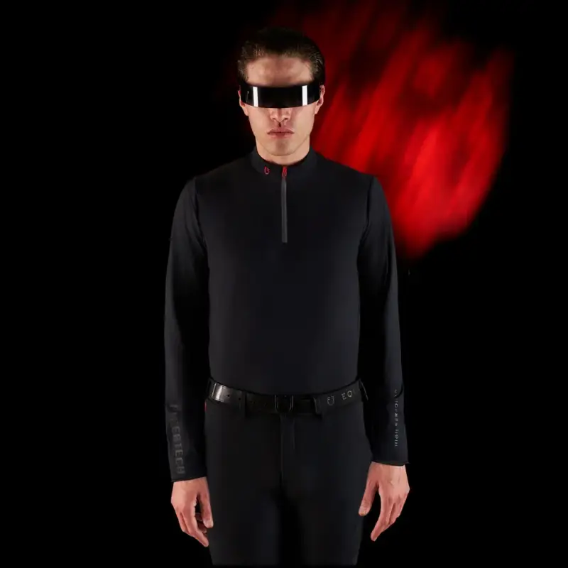 Direttamente Dal Produttore Polo da allenamento uomo Equestro Ridertechnology a maniche lunghe con zip