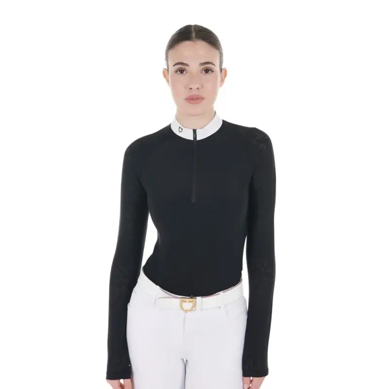 Offerta Lampo Polo da concorso slim fit da donna con inserti in mesh Equestro