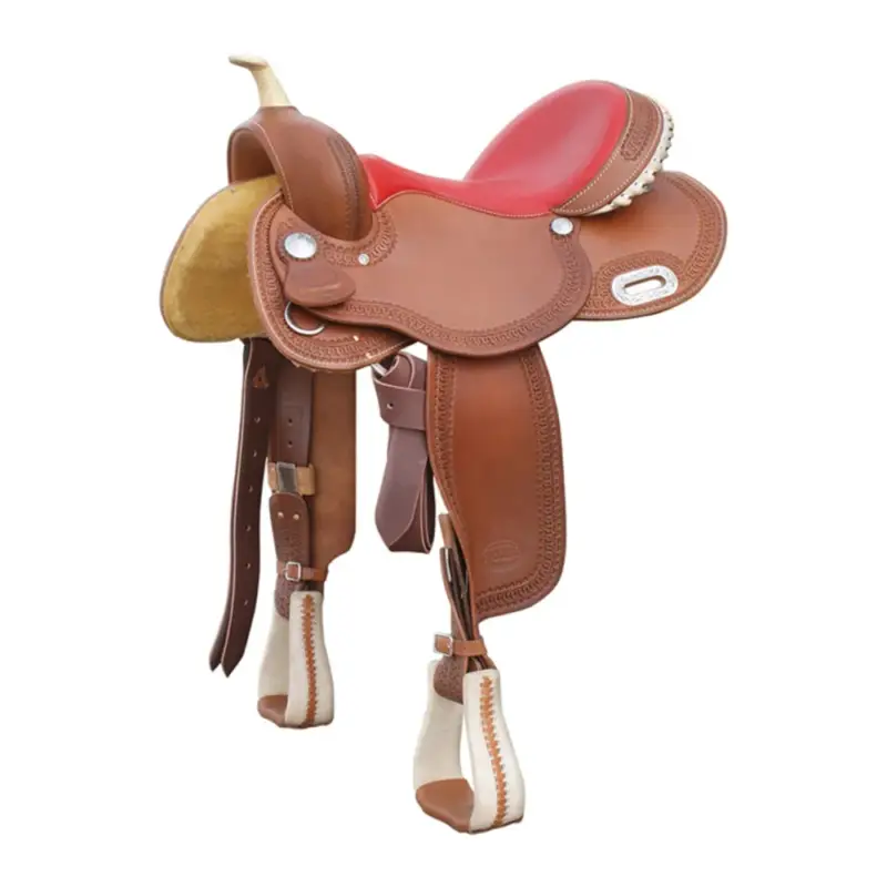 Sella Pool's Barrel 5020 con seggio rosso e finiture in rawhide colorato Direttamente Dal Produttore