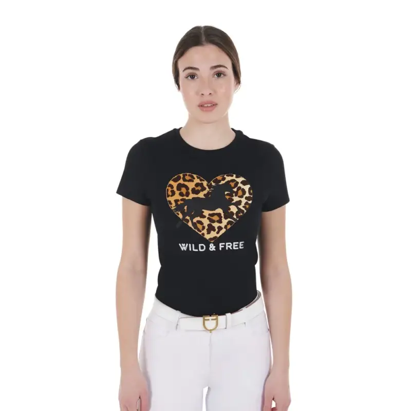 Damen-T-Shirt aus Baumwolle Wild & Free Equestro Acquista Ora