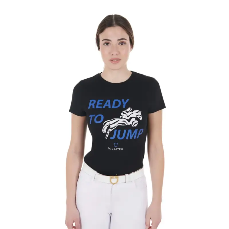 Economico T-shirt Equestro in cotone da donna Ready to Jump