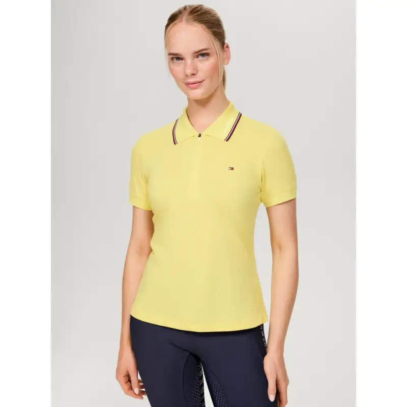 Polo con zip Tommy Hilfiger Equestrian Camden a maniche corte da donna Spedizione Espresso