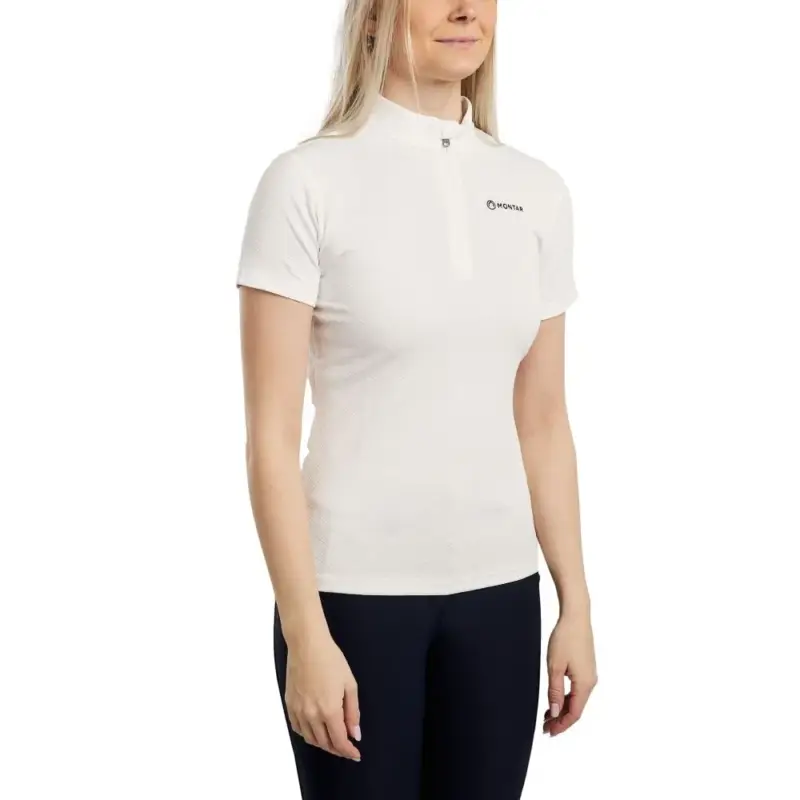Di Tendenza Polo da allenamento Montar MoCilia raffinato a maniche corte Jacquard donna