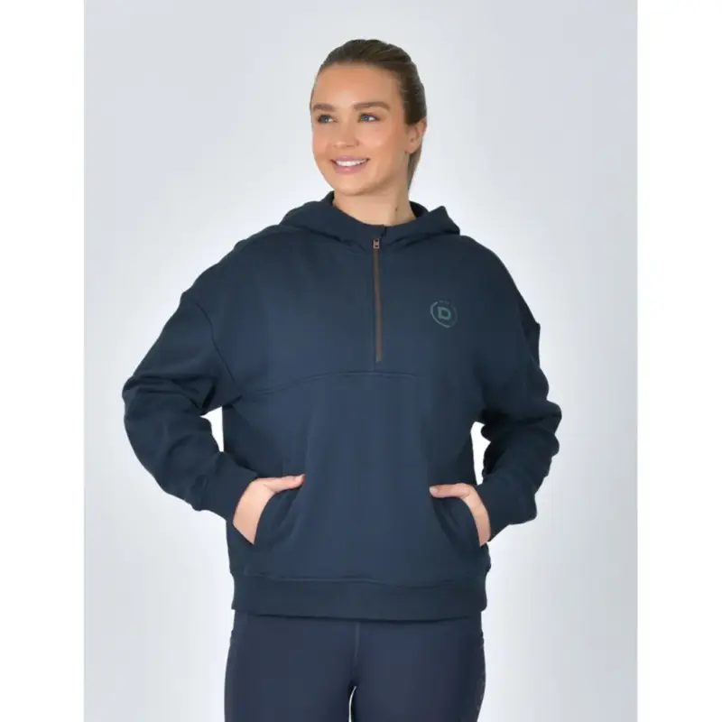 Felpa in pile Dublin da donna con cappuccio e zip 1/4 Saldi