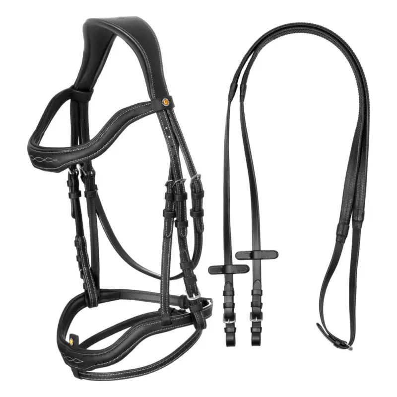 Briglia inglese in morbida pelle Equestro con impunture decorative Ordina Subito