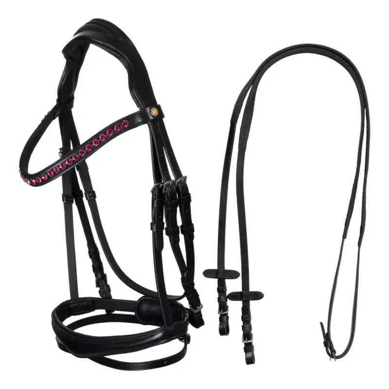 Filet Equestro anatomico con pietre fucsia Professionale