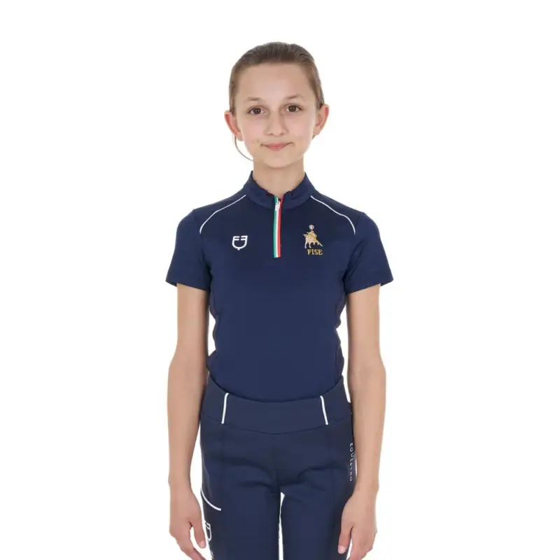 Polo da allenamento Equestro x FISE a maniche corte per bambini unisex Bestseller