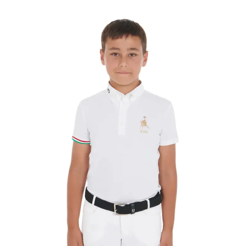 Subito Disponibile Polo da gara bambino quattro bottoni Equestro x FISE maniche corte