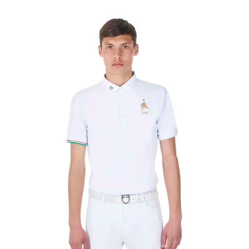 Spedito Oggi Polo da gara uomo Equestro x FISE maniche corte