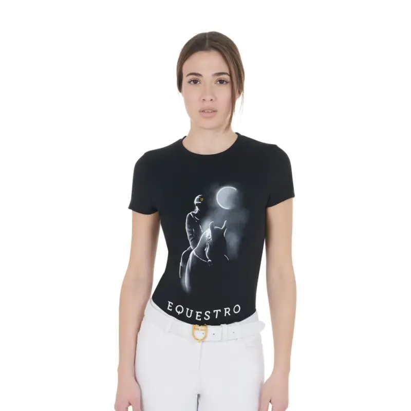 T-shirt donna Equestro taglio slim stampato Moonlight maniche corte Professionale