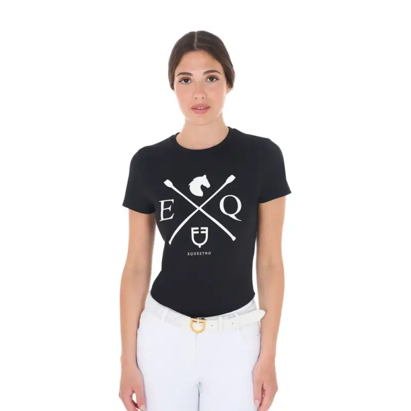T-shirt donna Equestro EQ in cotone a maniche corte Consegna Rapida