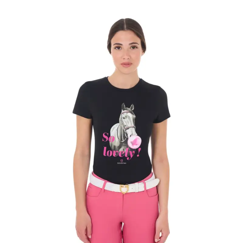 Compra Oggi Stesso T-shirt da donna Equestro So Lovely in cotone a maniche corte