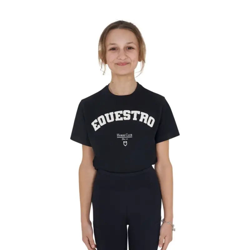 Novità T-shirt da bambina Equestro Horse Club in cotone a maniche corte