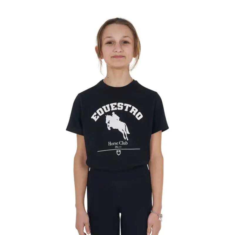 T-shirt da bambina Equestro Jumping Horse Club in cotone a maniche corte Popolare