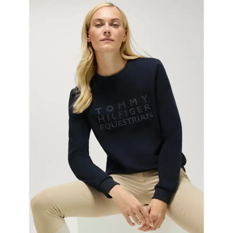 Maglia girocollo Belair con strass Tommy Hilfiger Equestrian donna Prezzo Scontato