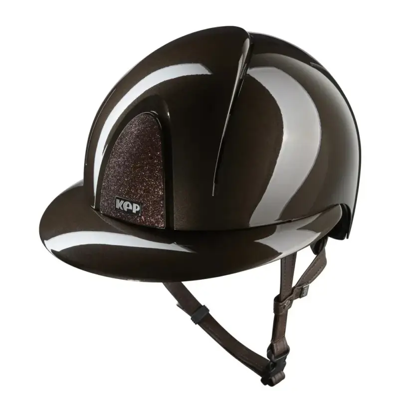 Casco Kep Smart Nova metallo lucido marrone star visiera polo Consegna Rapida